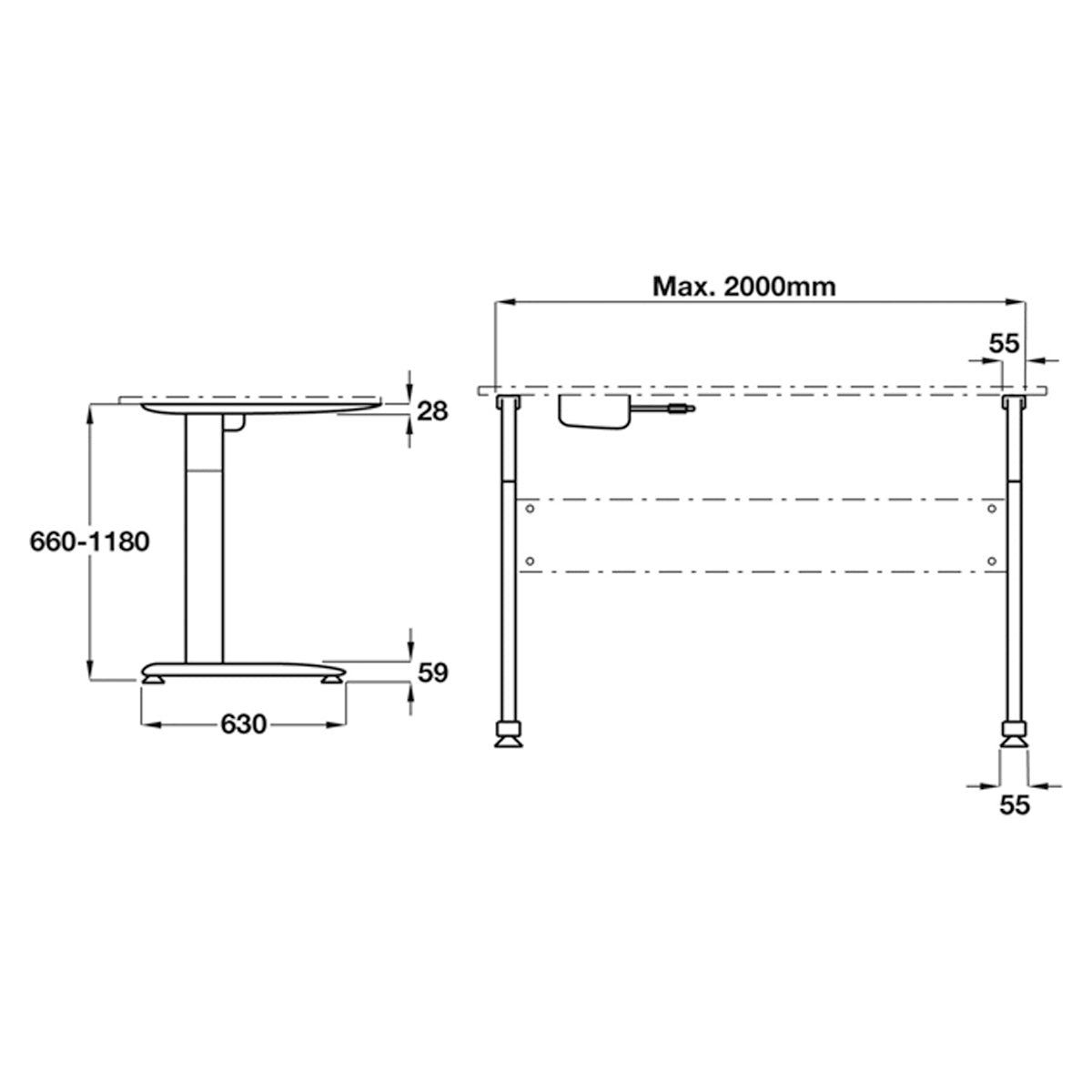 ELEC HEIGHT ADJUST DESK FRAME SET