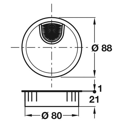 CABLE OUTLET+BRU 2P D80 ZA/STST