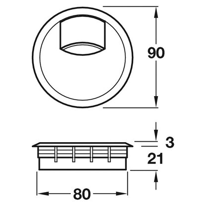 CABLE OUTLET SLIDE 2P D80 PL/BLACK