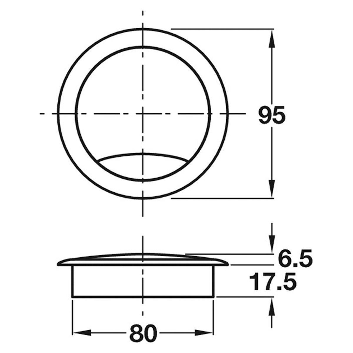 CABLE OUTLET SET D80x24 PL/SLV