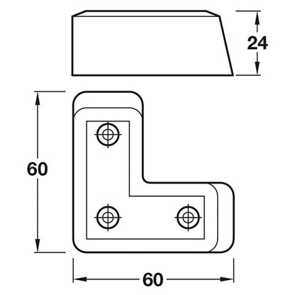 FURNITURE FOOT 60x60x24 PL/SLV