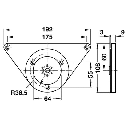 Table Leg Mounting Plate — Zinc Alloy 192×108mm Dark Grey