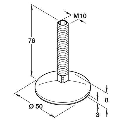 PLINTH ADJ SCR M10 D50x76 ST/GALV