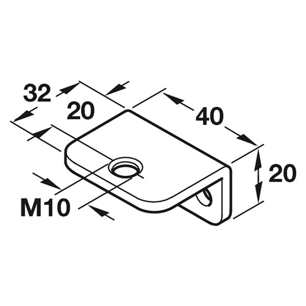 BRACKET SCREW ON 40x32x20 ST/GLV