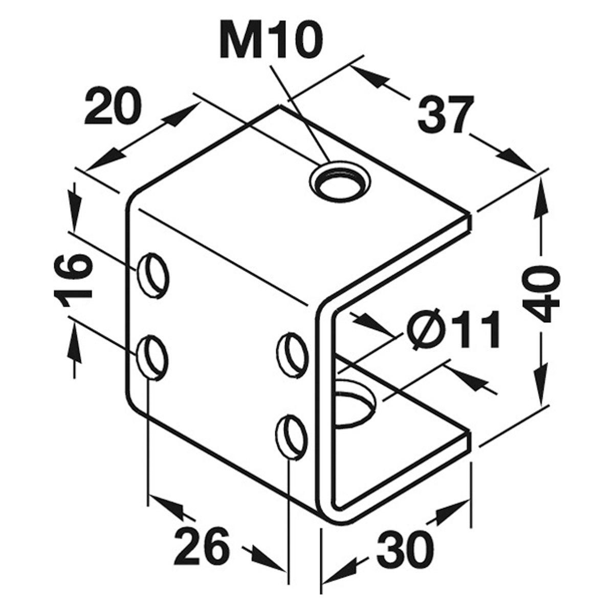 BRACKET SCREW ON 37x30x40 ST/GLV
