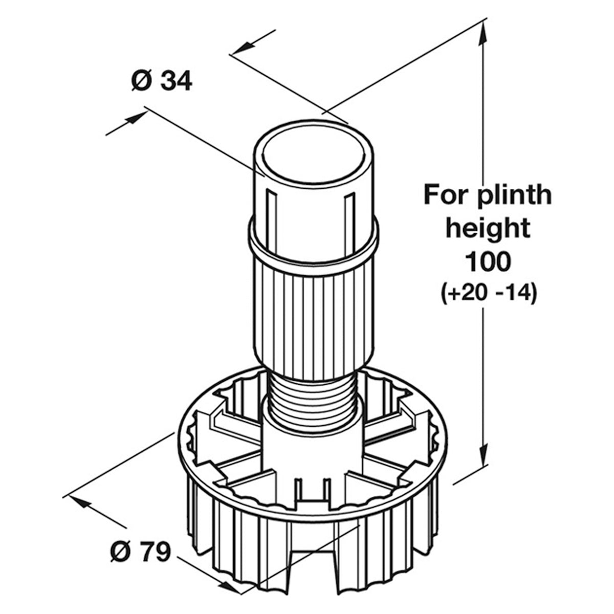 PLINTH FOOT+SHAFT SECTION 34ADJ 100