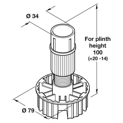 PLINTH FOOT+SHAFT SECTION 34ADJ 100