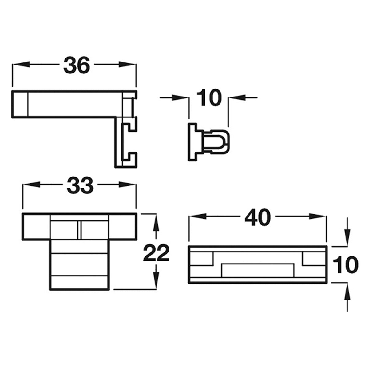 PLINTH CLIP PL/BLK 12SET