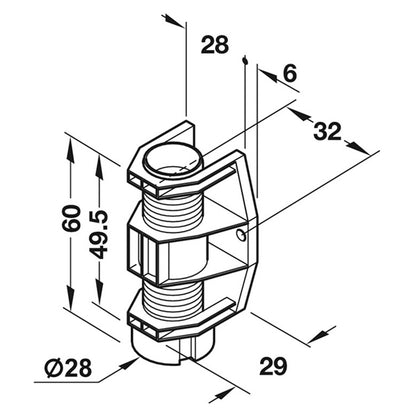 PLINTH HEIGHT ADJUSTER 80KG D28x60