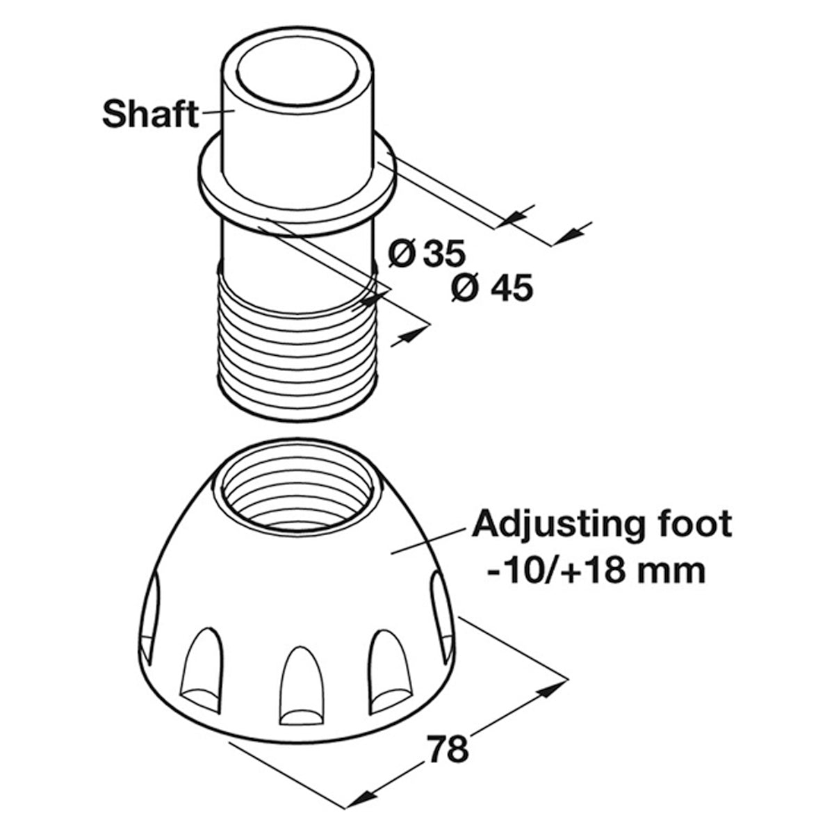 PLINTH SHAFT+BASE 150 PL/BLK x10