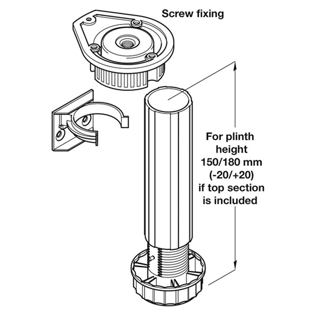PLINTH FEET SET 180 SCREW PL/BLKx1