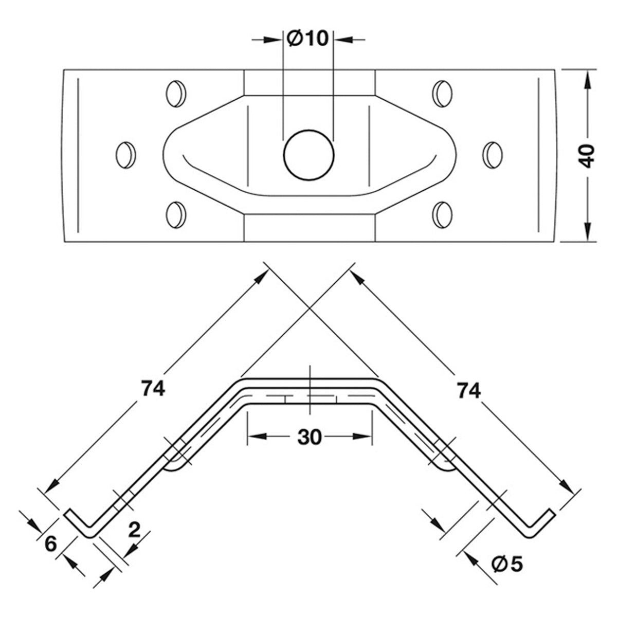 CORNER BRACE 74x74x40 ST/GALV