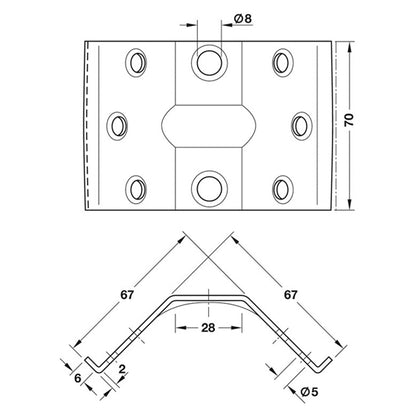 CORNER BRACE 67x67x70 ST/GALV