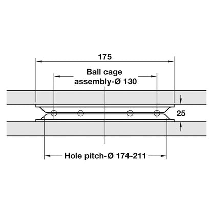 TURNTABLE FITTING 360º 100KG ST/BRI
