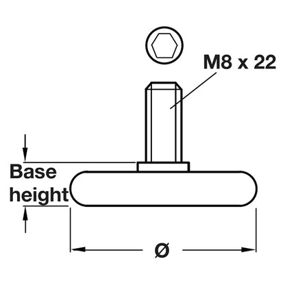 BASE LEVELLER M8x22/D40x10 PL/BLACK