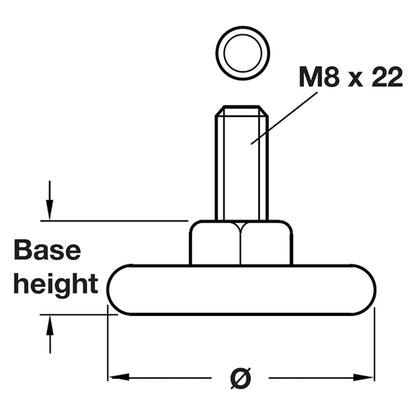 BASE LEVELLER M8x22/D30x14 PL/BLACK