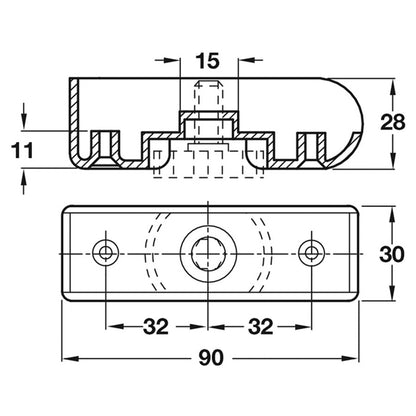 CORNER PANEL ADJ 90x23x28 PL/BLK
