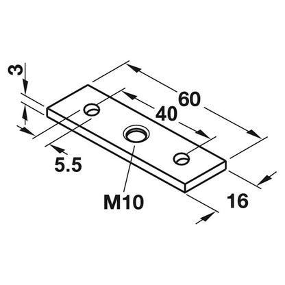 SCREW ON PLATE M8 60x16 ST/GALV