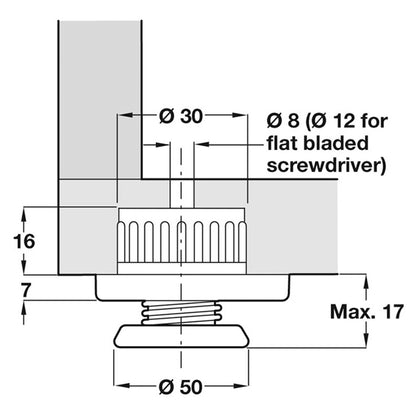 BASE LEVELLER ADJUSTER 175KG D30x23