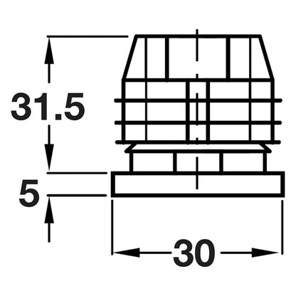 SQUARE PLUG M10 30x30x35 PL/BLACK
