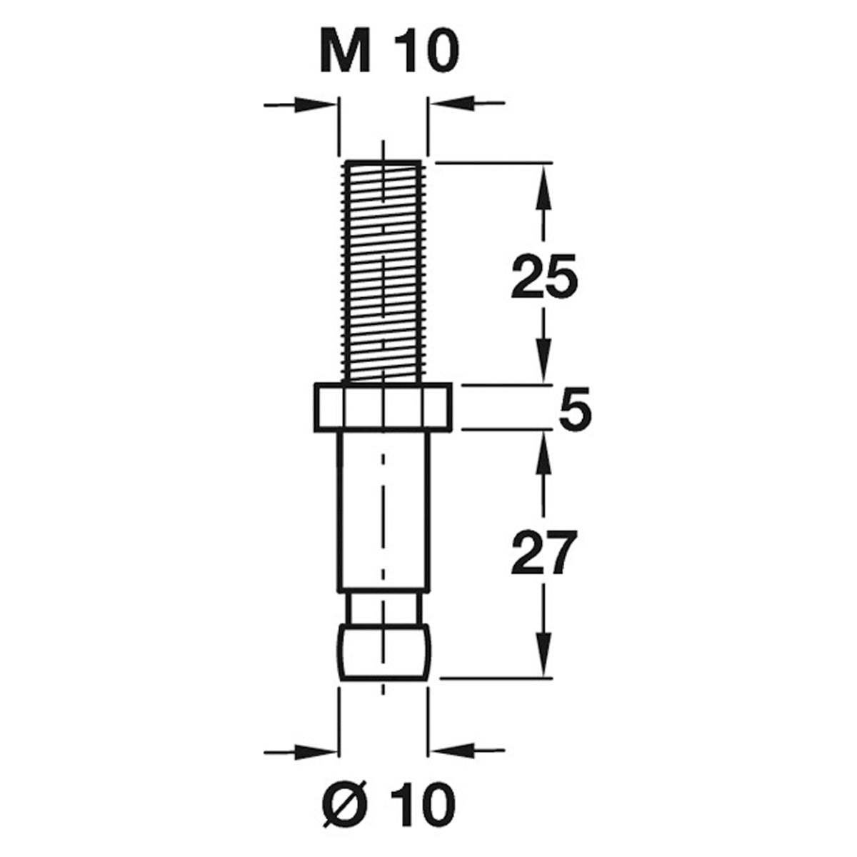 PIN+M10 THREAD D10x58 ST/GLV