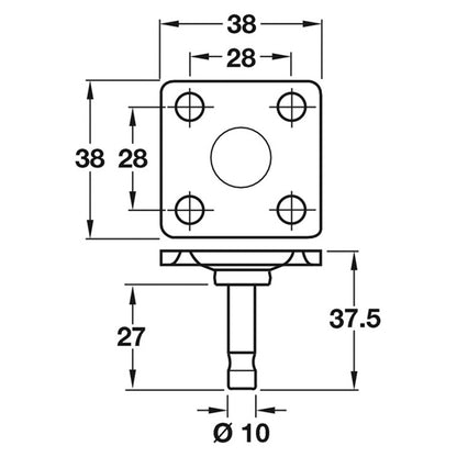 PIN+MOUNT PLATE 38x38x27 ST/GLV