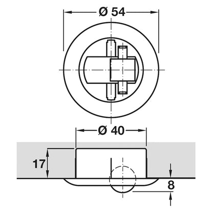 FURN GLIDE D54x17 PL/BLK