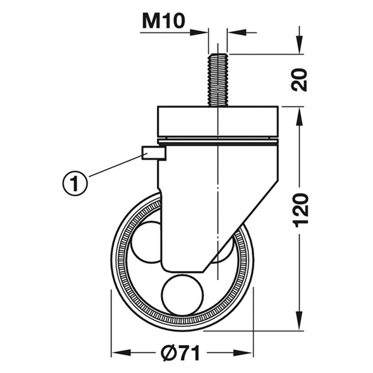 RONDELLA SWIVEL CASTOR BLK PLA