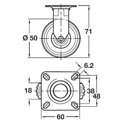 FIXED CASTOR HD 40KG D50x71 ST/CZP