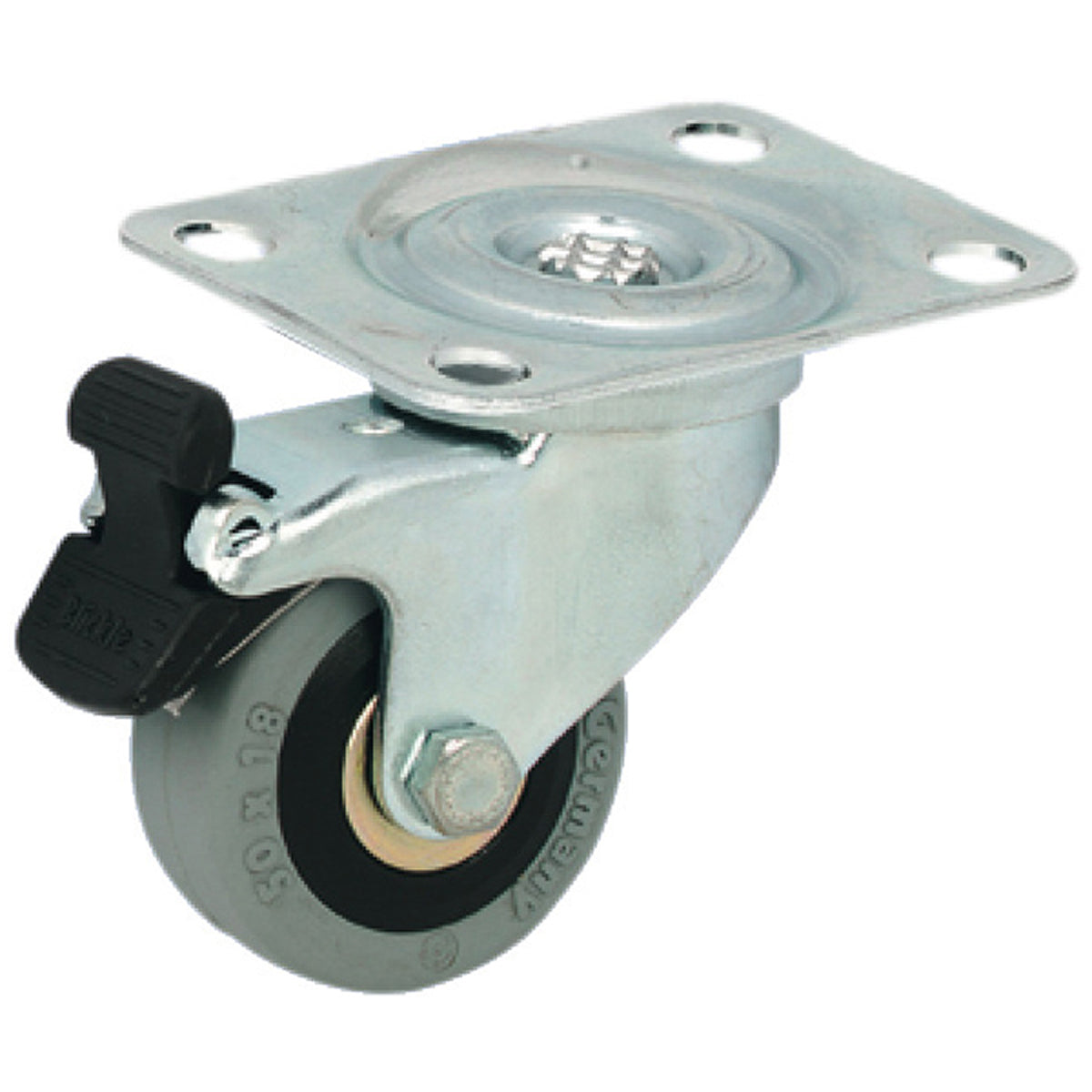 D50mm Castor Swivel w Brake PL Galv