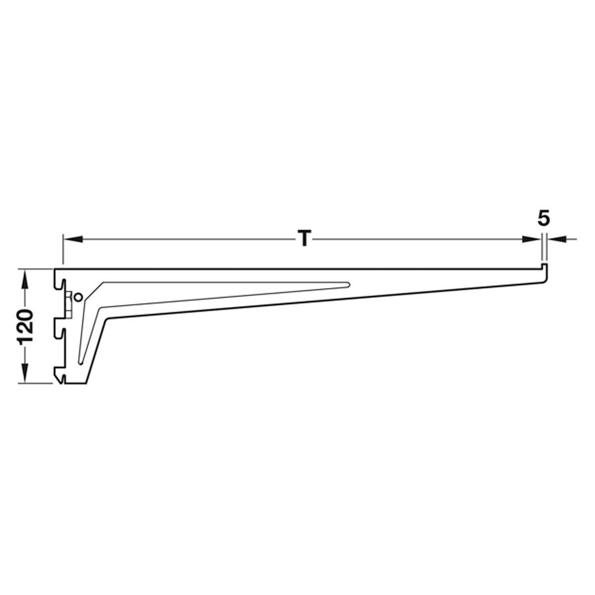 SHELF BRACKET 3HOOK 120x500 WHI