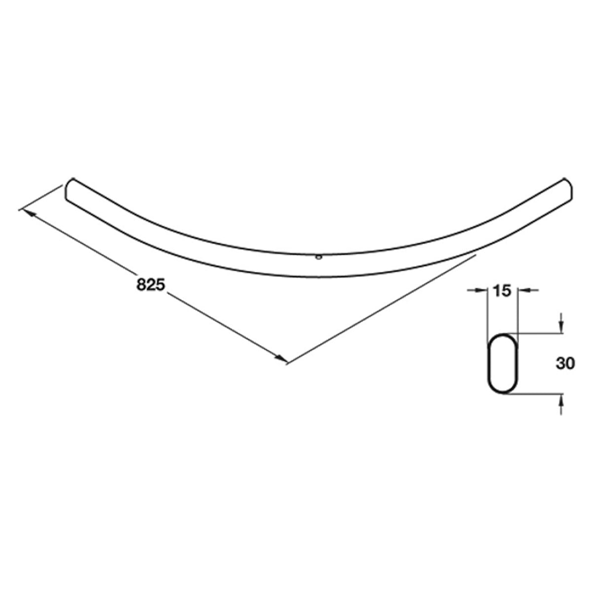 WARDROBE RAIL CRV 825x30x15 ST/PCP