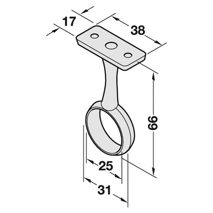 WARDROBE RAIL CENTRE SUPPORT ZA/CP