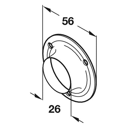 WARDROBE RAIL SOCKET D25 ST/PCP