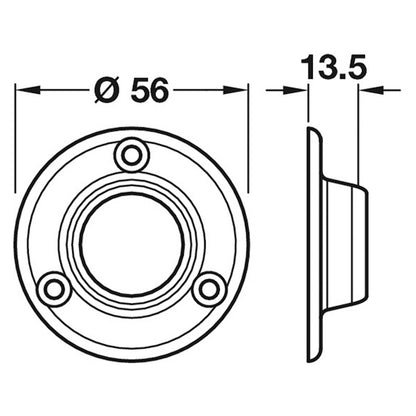 WARDROBE RAIL DLX SOCKET D25 WHI