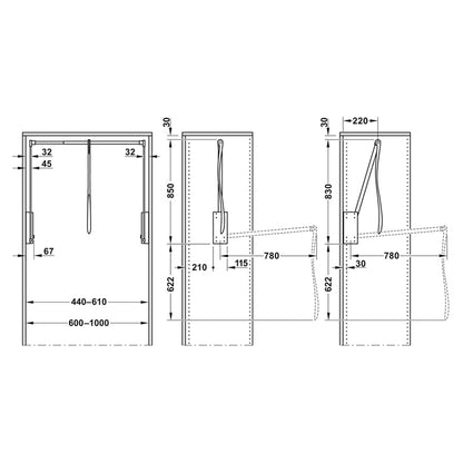 DRESSCODE WDROBE LIFT 600-1000 GRY