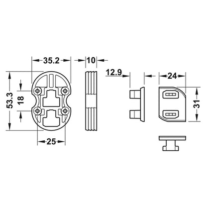 DRESSCODE WOOD PANEL ADAPTERx2 WHI