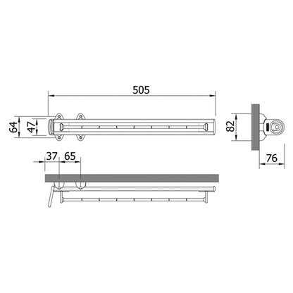 SCARF RACK 8HOOK PULL 64x76x505 WHI