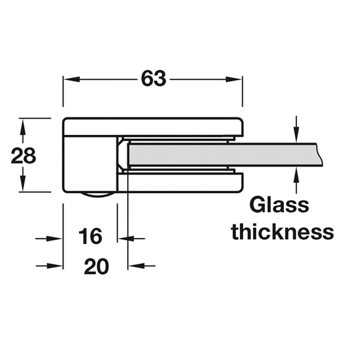 GLASS HOLDER 63x28 ZA/SS