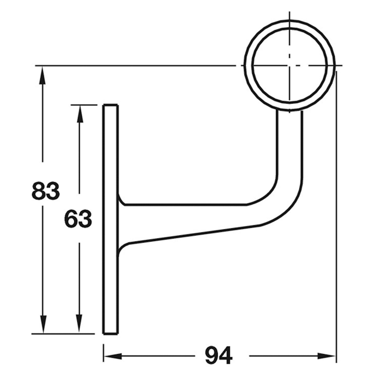 STREAMLINE BAR RAIL BRACKET D38 PCP