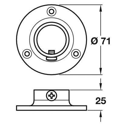 WALL FLANGE SOCKET D38 BRS/PCP