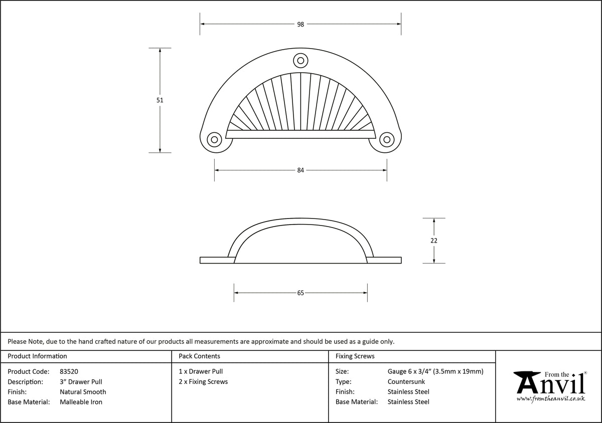 FLOWER DRAWER PULL HANDLE 098x51x22 NSM - 83520 by MARCHES (ANVIL) ARCHITECTURAL HARDWARE
