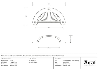 FLOWER DRAWER PULL HANDLE 098x51x22 NSM - 83520 by MARCHES (ANVIL) ARCHITECTURAL HARDWARE