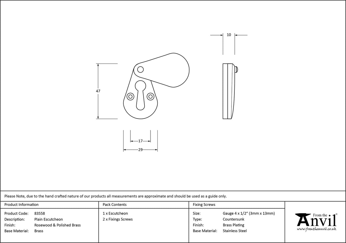 ESCUTCHEON PLAIN 45x29x10 RWD - 83558 by MARCHES (ANVIL) ARCHITECTURAL HARDWARE