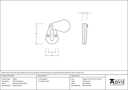 ESCUTCHEON PLAIN 45x29x10 EBO - 83559 by MARCHES (ANVIL) ARCHITECTURAL HARDWARE