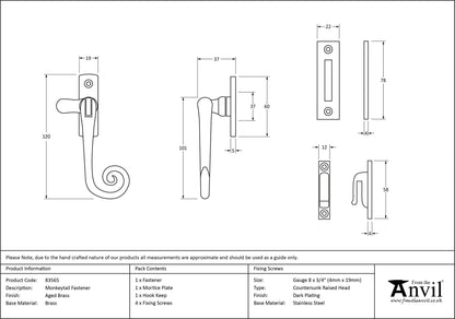 MONKEYTAIL FASTENER 120x19x37 ABR - 83565 by MARCHES (ANVIL) ARCHITECTURAL HARDWARE