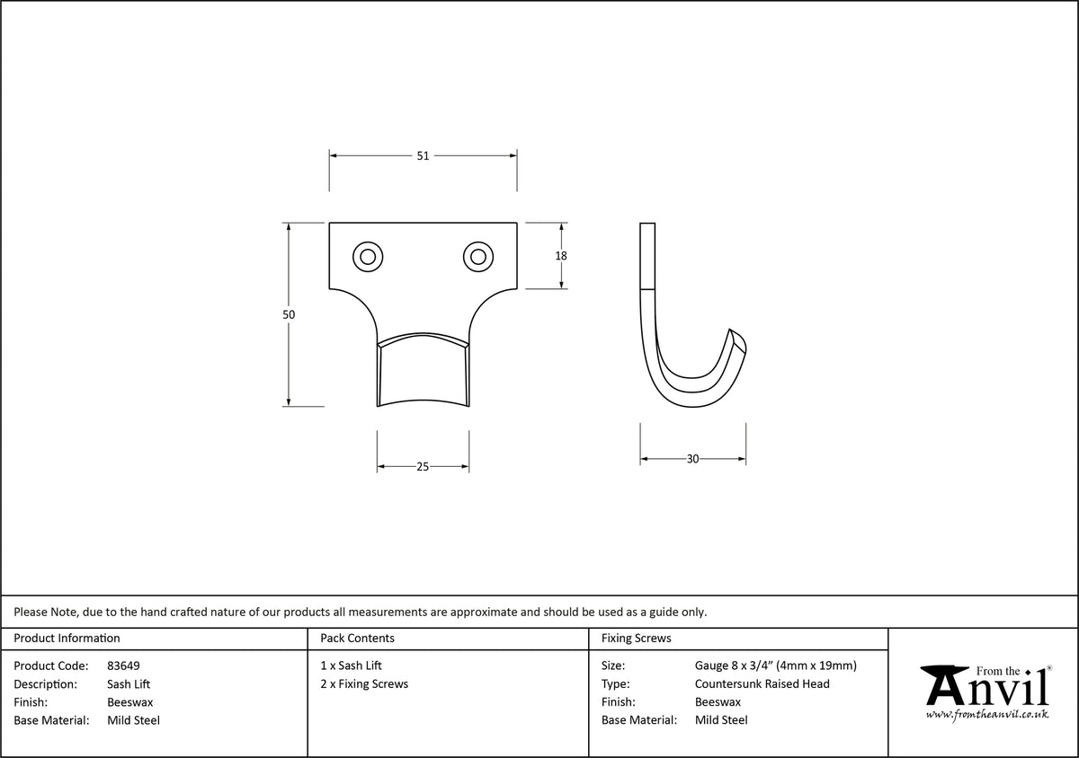 SASH LIFT 51x50x30 BWX - 83649 by MARCHES (ANVIL) ARCHITECTURAL HARDWARE