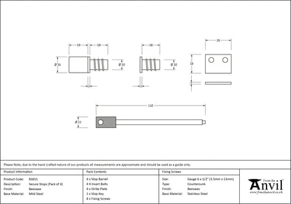 SASH SECURE STOP 16x39 BWX x4 - 83651 by MARCHES (ANVIL) ARCHITECTURAL HARDWARE