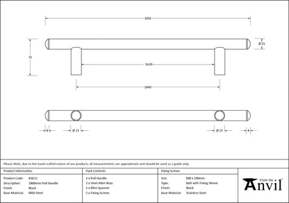 PULL HANDLE 1640HC 21x1816x73 BLK - 83652 by MARCHES (ANVIL) ARCHITECTURAL HARDWARE