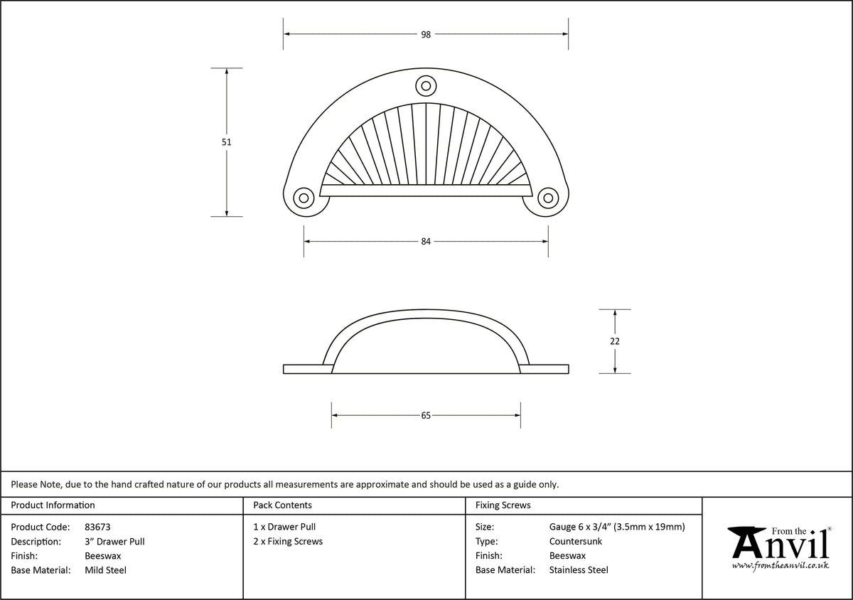 FLOWER DRAWER PULL HANDLE 098x51x22 BWX - 83673 by MARCHES (ANVIL) ARCHITECTURAL HARDWARE